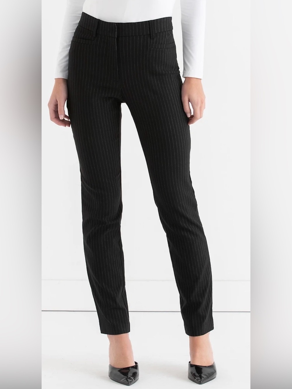Ricki's Black Pinstripe Skinny Trousers